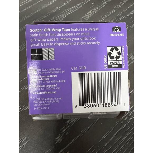 Scotch 3M Gift Wrap Tape Satin Finish 3/4" x 325" ea - 15 Rolls Total - Picture 3 of 4